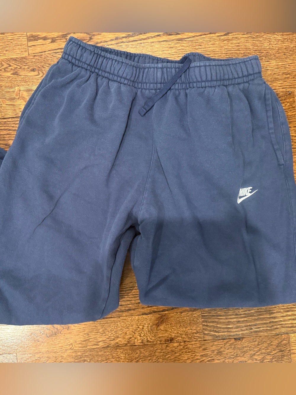 Nike Dark Blue Sweatpants with White Swoosh Accent